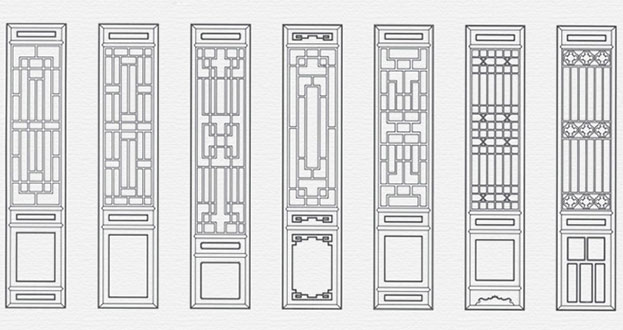 祥符常用中式仿古花窗图案隔断设计图